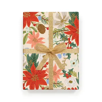 Rifle Paper Co - RP RP WPROHO - Poinsettia Wrap, Roll of 3