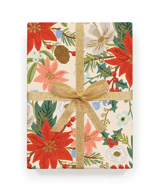Rifle Paper Co - RP RP WPROHO - Poinsettia Wrap, Roll of 3