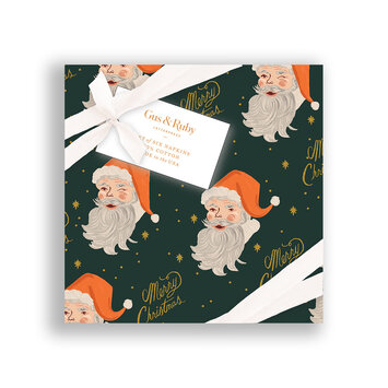 Gus and Ruby Letterpress - GR Gus & Ruby - Santa Set of 6 Cocktail Napkins