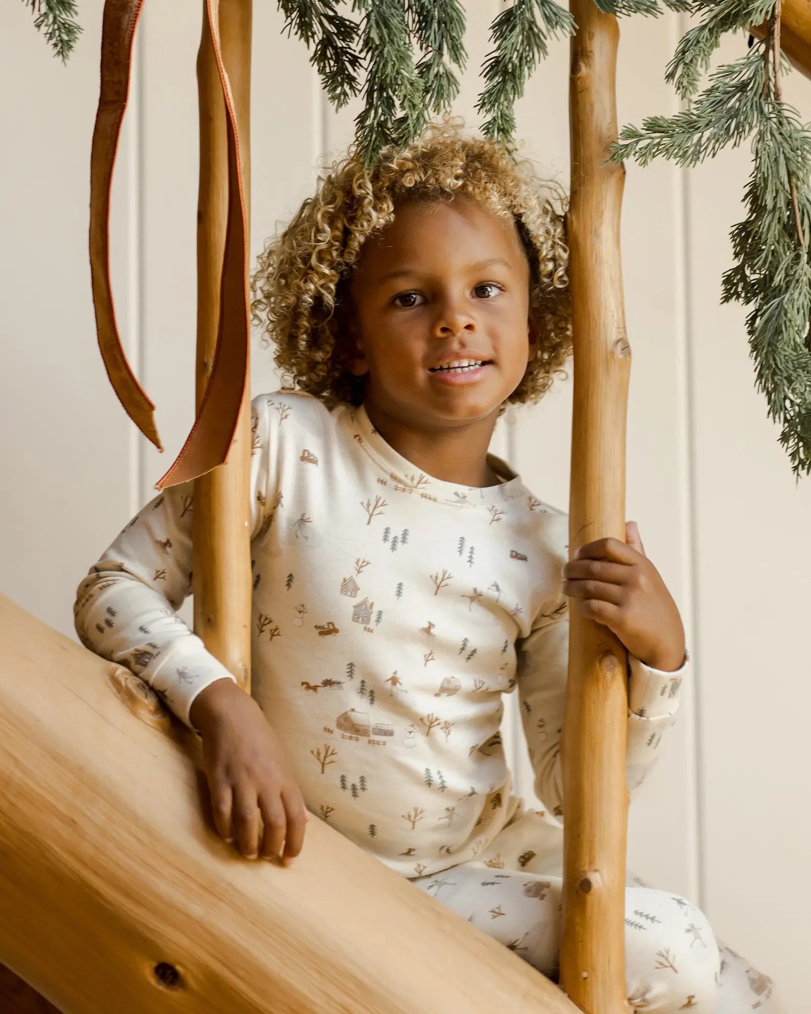Rylee + Cru - RC Rylee + Cru - Organic Long Sleeve Pajama Set || Winter Town
