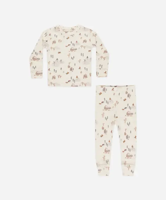 Rylee + Cru - RC Rylee + Cru - Organic Long Sleeve Pajama Set || Winter Town