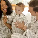 Rylee + Cru Inc. Rylee + Cru - Baby Pajama Romper || Forest Pinstripe
