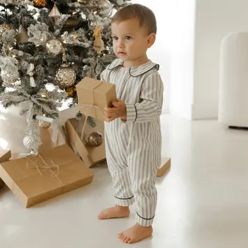 Rylee + Cru Inc. Rylee + Cru - Baby Pajama Romper || Forest Pinstripe
