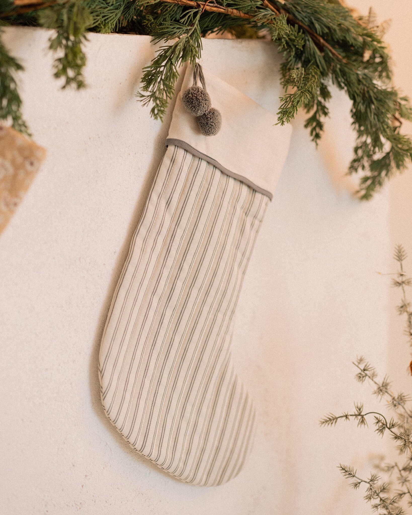 Rylee + Cru Inc. Rylee + Cru - Christmas Stocking || Forest Pinstripe