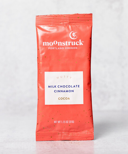 Moonstruck Chocolate Co. - MCC Moonstruck - Nutty Hot Cocoa Single Pouch, Cinnamon Milk Chocolate