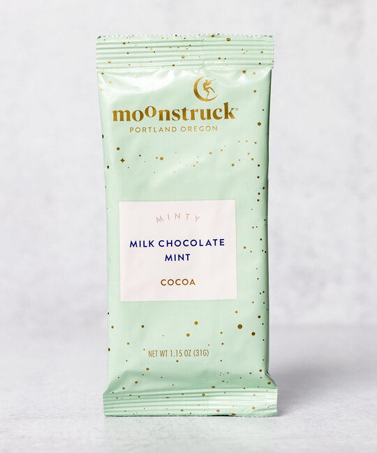 Moonstruck Chocolate Co. - MCC Moonstruck - Minty Hot Cocoa Single Pouch, Mint Milk Chocolate