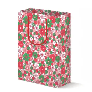 The Good Twin - TGT TGT GBLA - Holiday Floral Red and Pink Gift Bag