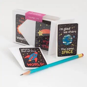 Smudge Ink - SI Smudge Ink - Outer Space Classroom Valentine Mini Boxed Note Set of 16