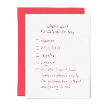 Tiny Hooray - TIH (formerly Little Goat, LG) TIHGCVD0005 - What I Want For Valentine's Day Checklist Card