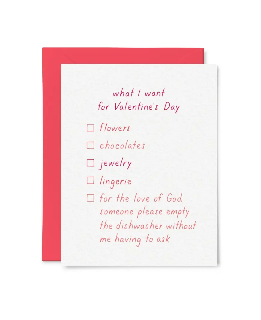Tiny Hooray - TIH (formerly Little Goat, LG) TIHGCVD0005 - What I Want For Valentine's Day Checklist Card