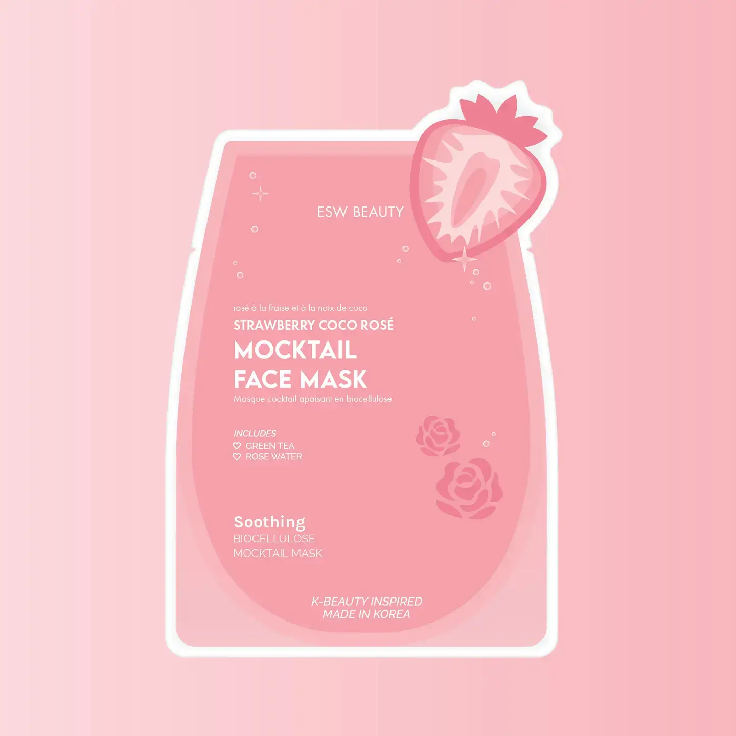 ESW Beauty - ESW ESW APPR - Strawberry Coco Rosé Soothing Biocellulose Mocktail Mask