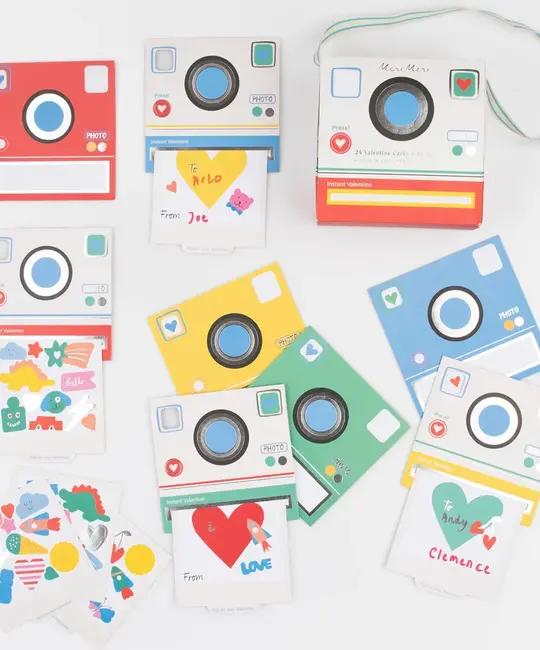 Meri Meri - MEM Meri Meri - Instant Camera Classroom Valentine's Note Set with Sticker, Set of 24