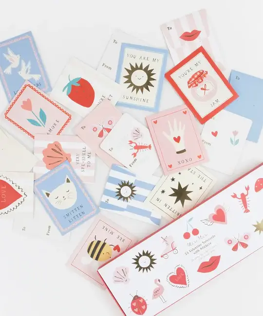 Meri Meri - MEM Meri Meri - Icons Classroom Valentine's Note Set with Sticker, Set of 24