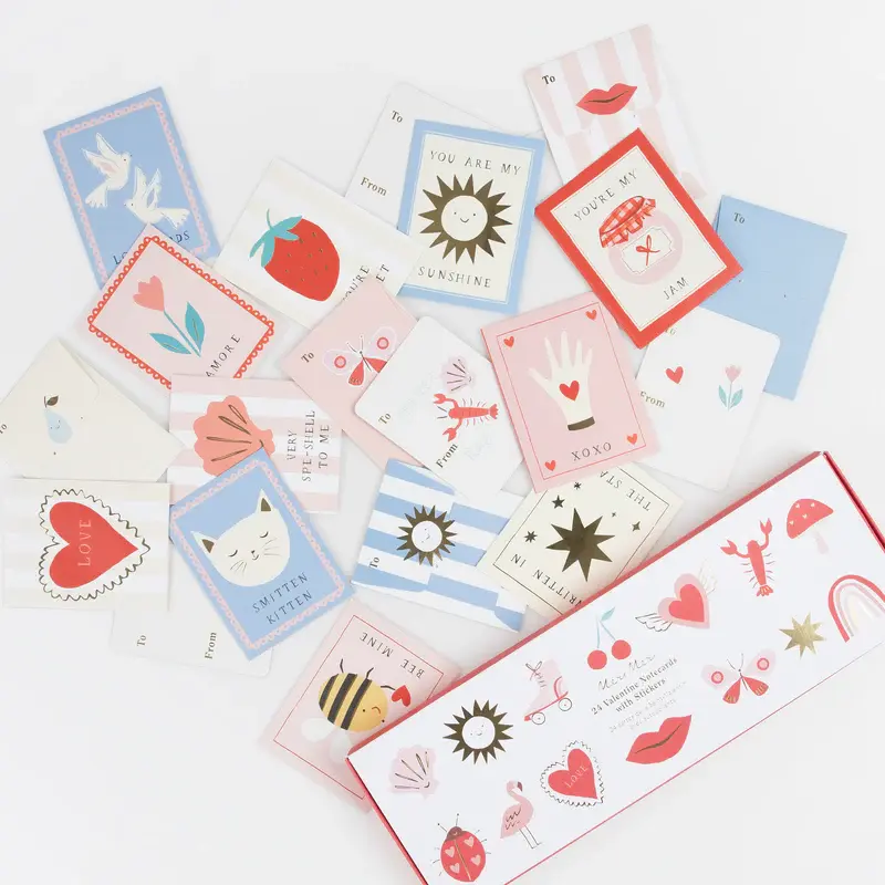 Meri Meri - MEM Meri Meri - Icons Classroom Valentine's Note Set with Sticker, Set of 24