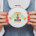 Cotton Clara - COCL COCL DIY - I heart Dogs Sweater Small Hoop Cross Stitch Kit