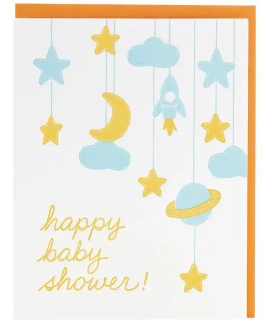 Smudge Ink - SI SIGCBA - Space Mobile Baby Shower Card