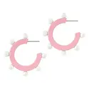 Sunshine Tienda - ST ST JEEA - Pink with White Ball Bead Hoop Earrings