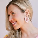 Sunshine Tienda - ST ST JEEA - Pink with White Ball Bead Hoop Earrings