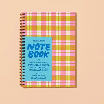 and Here We Are - AHW AHW NBLI - Gingham Picnic Spiral Notebook, lined