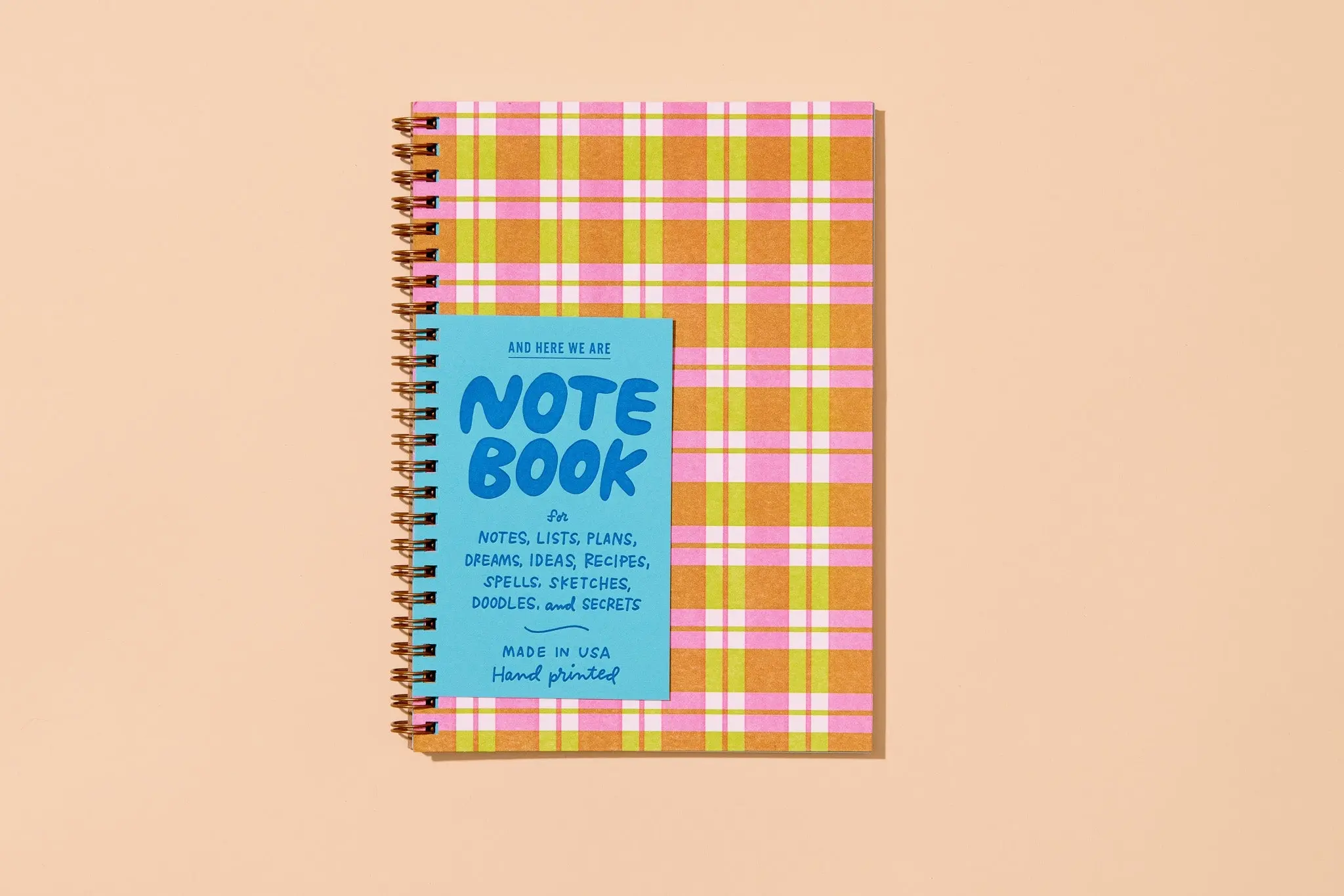and Here We Are - AHW AHW NBLI - Gingham Picnic Spiral Notebook, lined