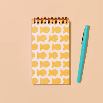 and Here We Are - AHW AHW NBPO - Goldfish Crackers Top Spiral Pocket Notebook, Lined