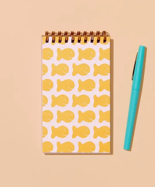 and Here We Are - AHW AHW NBPO - Goldfish Crackers Top Spiral Pocket Notebook, Lined