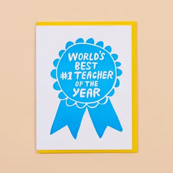 and Here We Are - AHW AHWGCMI - Blue Ribbon Teacher Appreciation Card