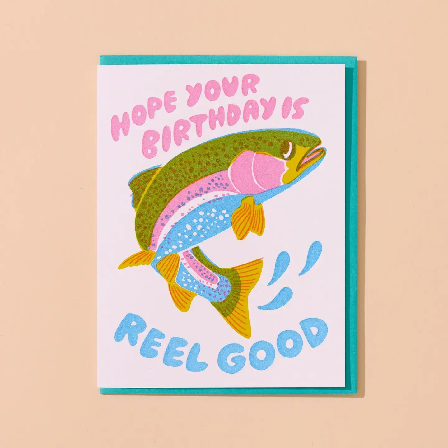 and Here We Are - AHW AHWGCBI0031 - Reel Good Trout Fish Birthday Card