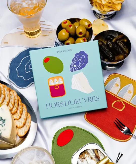 Piecework Puzzles - PIEP Hors D'oeuvres Linen Cocktail Napkin Set of 4 - Piecework Puzzles