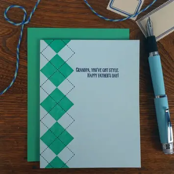 A. Favorite - AF AFGCFD0008 - Argyle Style Grandpa Father's Day Card