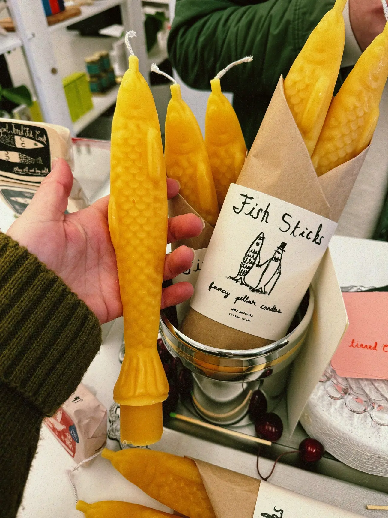 Tinned Candle - TIC TIC CATA - Fish Sticks, Set of 2 Fish Shaped Taper Candles