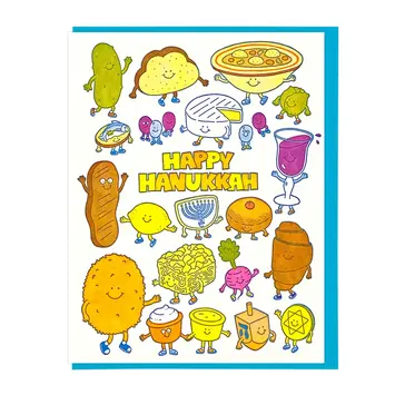 Lucky Horse Press - LHP LHPGCHAN0001 - Food Friends Hanukkah Card