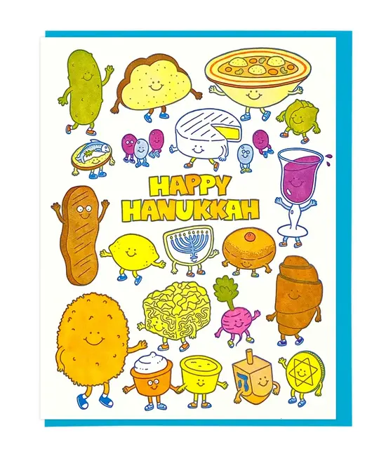 Lucky Horse Press - LHP LHPGCHAN0001 - Food Friends Hanukkah Card