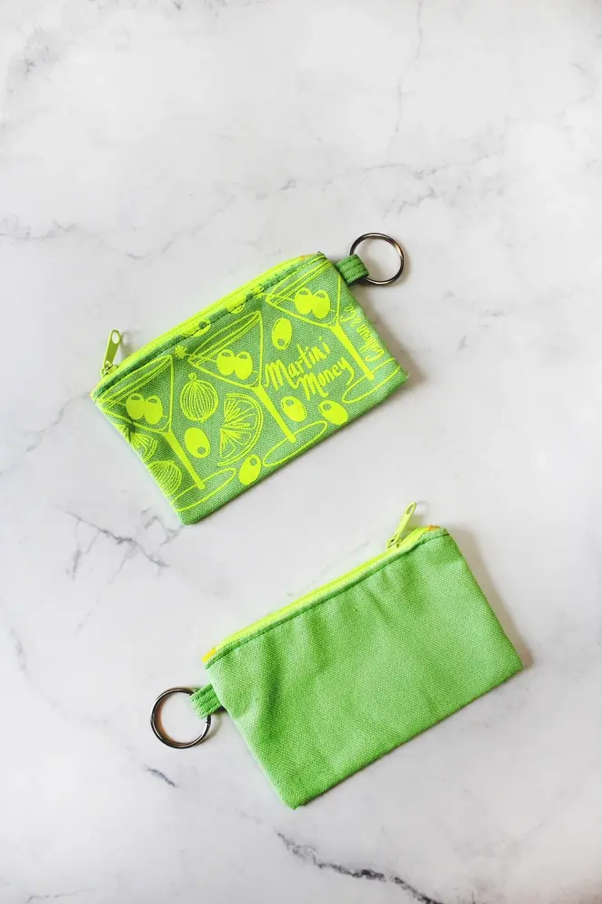 Calhoun & Co. - CAL CAL BA - Martini Money Pouch Zipper Card Holder with Keyring