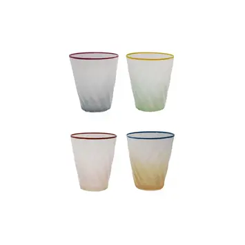 Creative Co-Op - CCO CCO HG - Ombre Twisted Drinking Glass with Colored Rim, 8 oz. , assorted colors