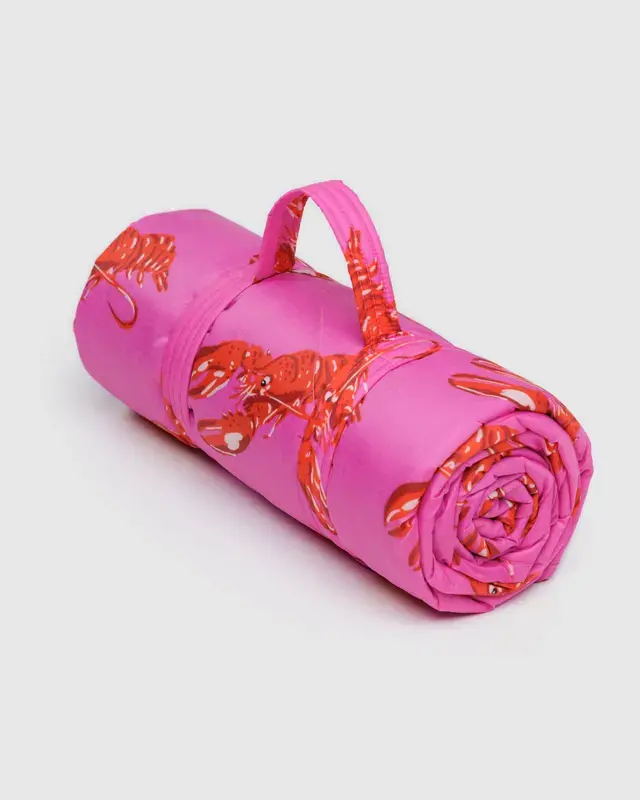 Baggu - BA BA GO - Puffy Picnic Blanket, Pink Lobster