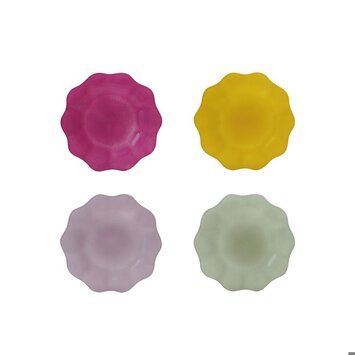 Hazel Mazel - HM HM HGSD -  Glass Scalloped Plate Set of 4, Assorted Color