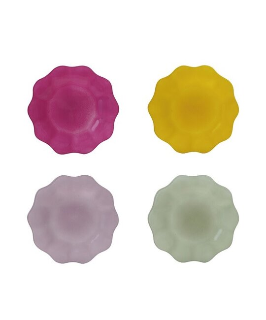 Hazel Mazel - HM HM HGSD -  Glass Scalloped Plate Set of 4, Assorted Color