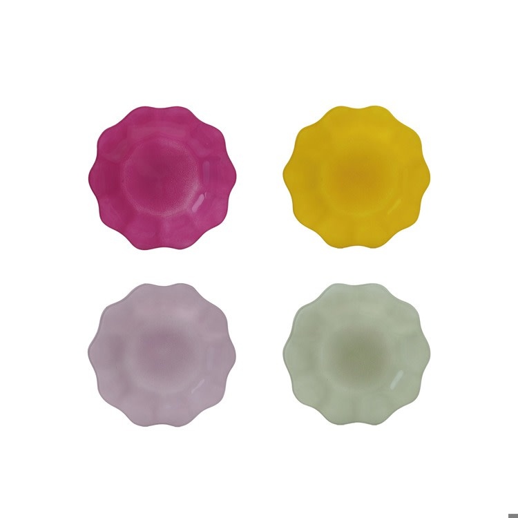 Hazel Mazel - HM HM HGSD -  Glass Scalloped Plate Set of 4, Assorted Color