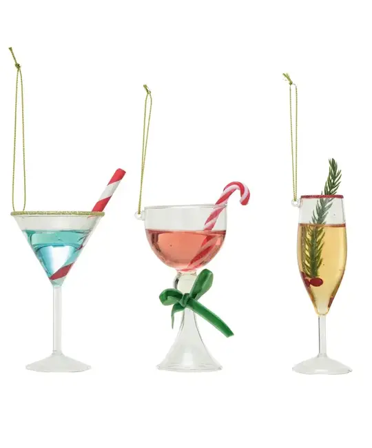Creative Co-Op - CCO CCO OR - Festive Cocktail Glass Ornament (Assorted Styles)