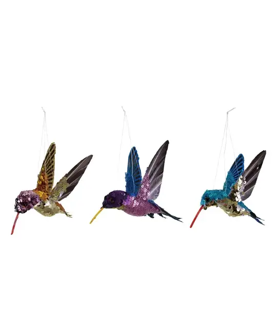 Creative Co-Op - CCO CCO OR - Hummingbird with Sequins Ornament (Assorted Styles)