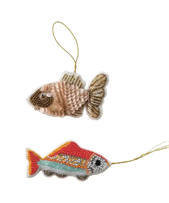 Creative Co-Op - CCO CCO OR - Beaded Fabric Fish Ornament (Assorted)