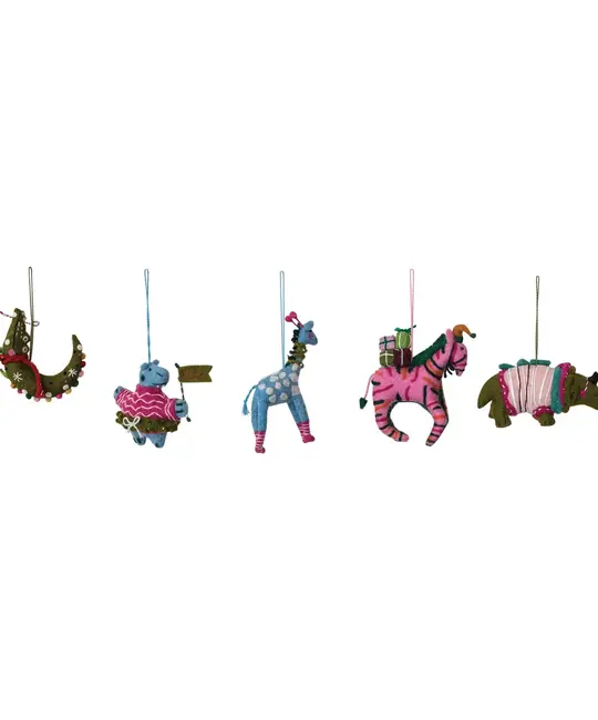Creative Co-Op - CCO CCO OR - Wool Felt Zoo Animal Ornament (Assorted Styles)