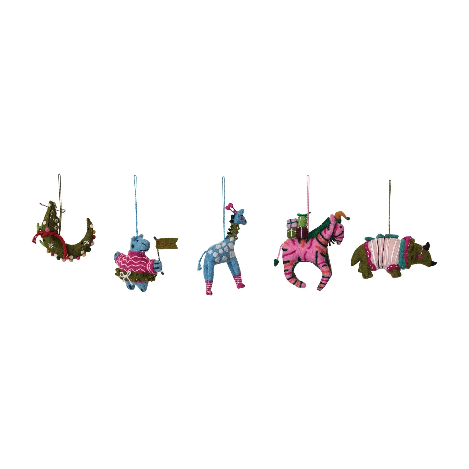 Creative Co-Op - CCO CCO OR - Wool Felt Zoo Animal Ornament (Assorted Styles)