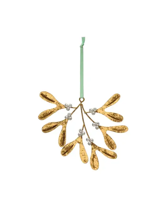 Creative Co-Op - CCO CCO OR - Antique Gold Finish Beaded Mistletoe Ornament
