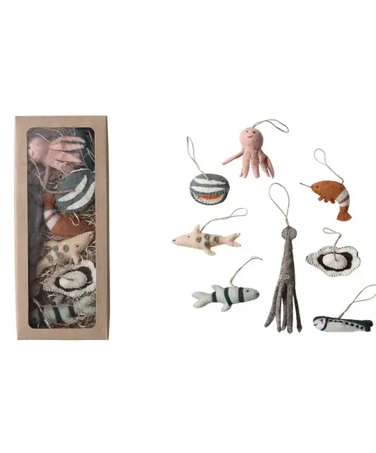 Creative Co-Op - CCO CCO OR - Wool Felt Sea Creature Animals Boxed Set of 8