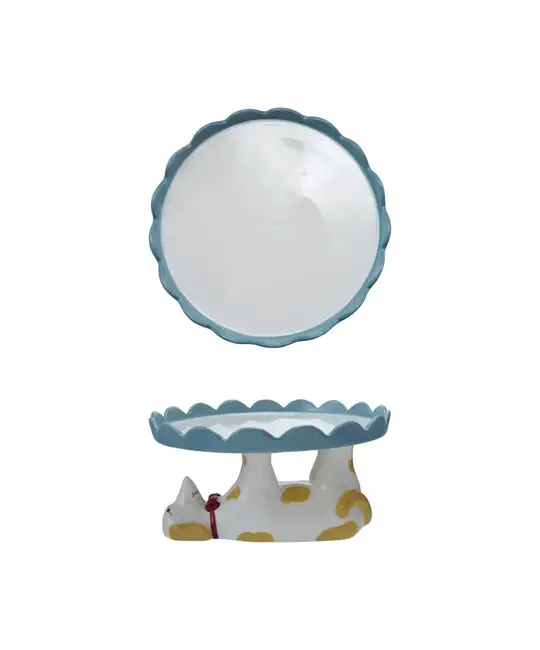 Creative Co-Op - CCO CCO HG - Dachshund Weiner Dog Stoneware Scalloped Cake Stand