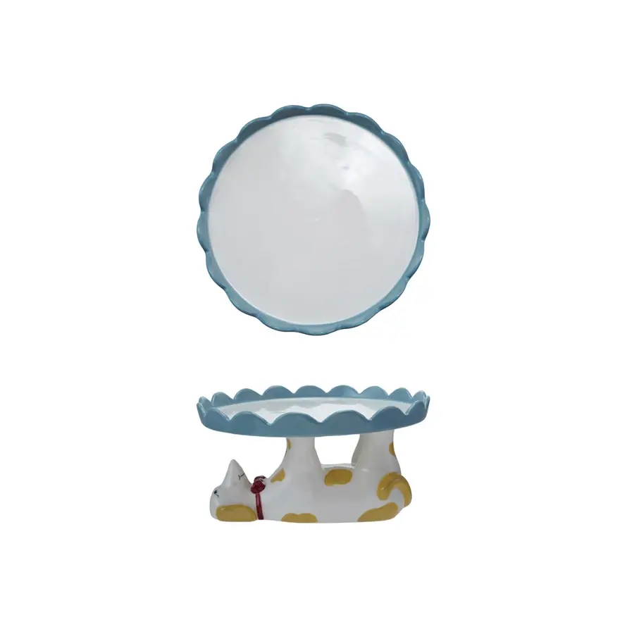 Creative Co-Op - CCO CCO HG - Dachshund Weiner Dog Stoneware Scalloped Cake Stand