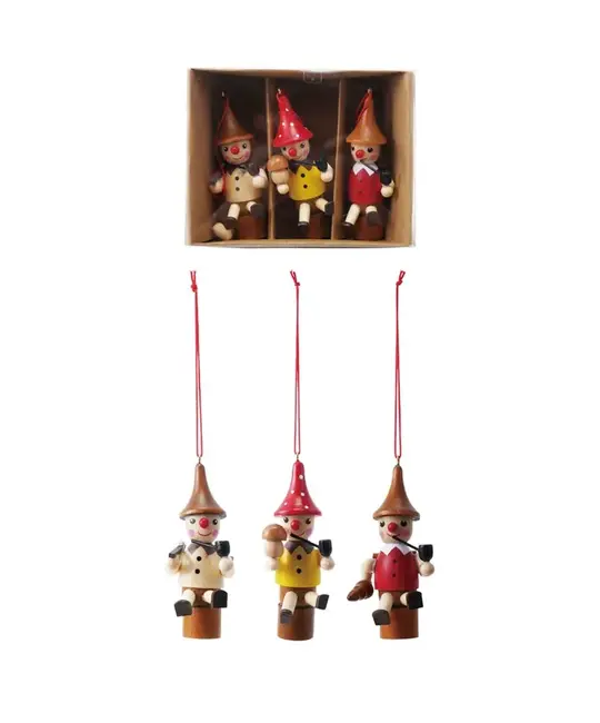 Creative Co-Op - CCO CCO OR - Boxed Set of Wood Woodsman Ornaments, Set of 3