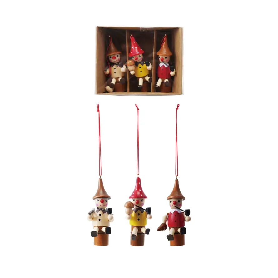 Creative Co-Op - CCO CCO OR - Boxed Set of Wood Woodsman Ornaments, Set of 3